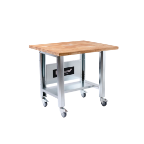 Bord med massiv bordplade i egetr inkl. hjul (100 cm. x 80 cm.)